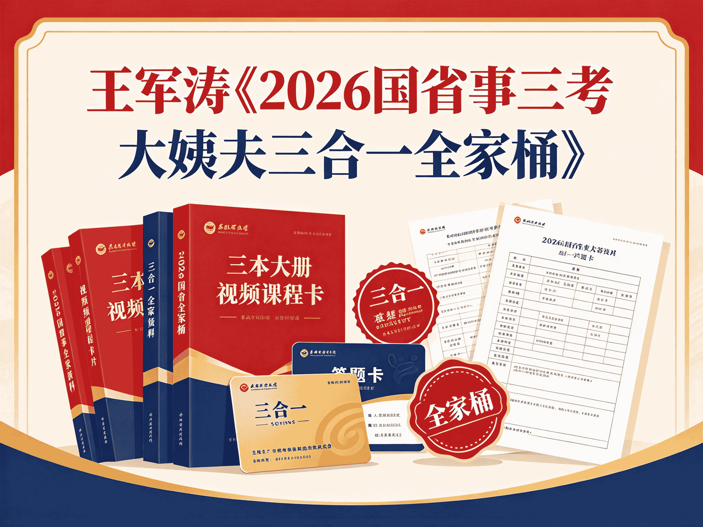 王军涛《2026国省事三考大姨夫三合一全家桶》全套教程资源分享-速优课